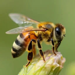 bee covered in pollen, macro photography