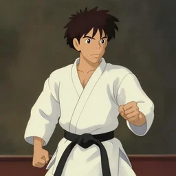 a film still of Karate KID 1983, medium shot, waist up, studio Ghibli, Pixar and Disney animation, sharp, Rendered in Unreal Engine 5, anime key art by Greg Rutkowski, Bloom, dramatic lighting