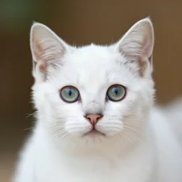 Angelic white kitten with big round green eyes