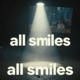 an album cover for the album all smiles, camcorder effect, ektachrome, wide angle, lens distortion, double - exposure, rephotography, light, dark, 3 d, spotlight, amoled, moody lighting, fog, cgi