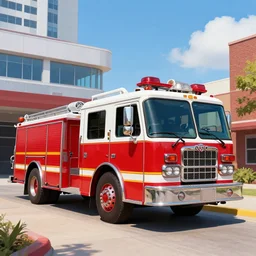 highly detailed 4K matte painting of a modern 2010 2010's firehouse in america on a sunny day digital art by Greg Rutkowski and Thomas Kinkade, trending on Artstation