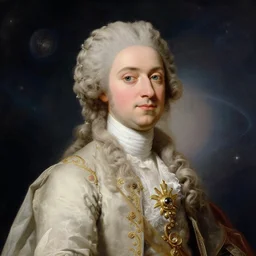 portrait of the powerful empress of the solar system in the style of jean - honore fragonard and in the style of stephan martiniere. glowing, ornate and intricate linework, stunning, dynamic lighting, ultrafine and hyperdetailed.