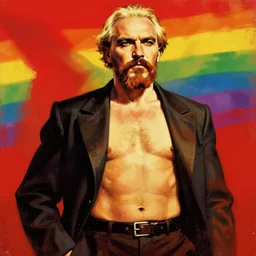 lgbt art, tom of finland style, vladimir lenin, in billy herrington body, communism art in 4 k, high quality