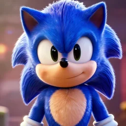 a stunning cinematic closeup of sonic, movie scene, high details, Raytracing, octane render, vivid colors, 32k, denoise, 3d shaders, ambient occlusion, 3d reflections, sub surface scatter, renderman, visual effects, lens flare, halation, chromatic aberration, high sample render, deep colors, dramatic lighting