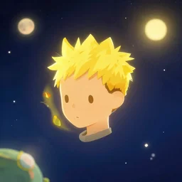 the little prince, face icon, stylized, minimalist, portrait, loftis, cory behance, hd, by jesper ejsing, by rhads, makoto shinkai and lois van baarle, by ilya kuvshinov, rossdraws, global illumination, bokeh, octane render, space in background, little planet, suns