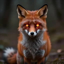 i am a funky fox with lots of esoteric powers and i have flaming glowing eyes in the style of giger and lisa frank