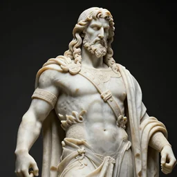 Conan the barbarian as gloriously ornate ancient marble statue, realistic, cinematic volumetric, hyper detailed, high octane 3D render