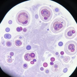 breast cells under microscope, pathology image,