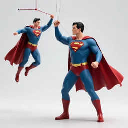 man controlling superman like a puppet with strings