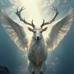 seraph, bathed in light, antlers wide as oceans, scoffing, and without remorse, bringing about the end times