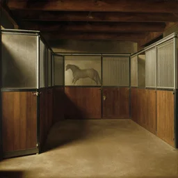 empty horse stables in the style of titian