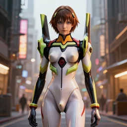 lain iwakura from serial experiments lain wearing in a pale skintight eva plugsuit inspired by evangelion in cyberpunk city street wonderful masterpiece highly detailed scifi, beautiful cinematic light deep focus, elegant, sharp focus, golden ratio, dramatic illumination, ultra realistic, 4 k art by greg rutkowski wlop rossdraws