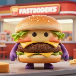 the strange burger creature at the fast food place, film still from the movie directed by denis villeneuve and david cronenberg with art direction by salvador dali and zdzisław beksinski, wide lens