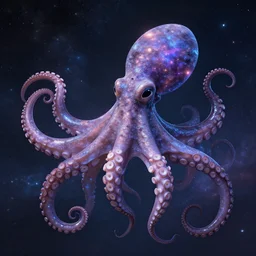 cosmic octopus made of celestial material,