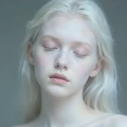 new retro, out of focus photorealistic portrait of a beautiful aesthetic pale woman by sarah moon, very blurry, translucent white skin, closed eyes, foggy