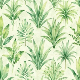 amazing plant wallpaper, aesthetically pleasing pattern, manga style, lovely green colour, muted tones, highly stylistic, heavily stylised