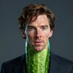 a full character portrait of benedict cumberbatch merged with a cucumber, the pixar adaptation, with same hairstyle, ef 8 5 mm f 1. 8 usm, bionic scifi alexandre ferra, hyper detailed, digital art, trending in artstation, cinematic lighting, studio quality, smooth render, unreal engine 5 rendered, octane rendered