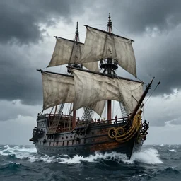 pirate ship on a stormy sea