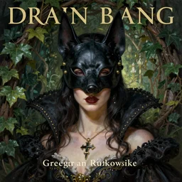epic detailed portrait of beautiful cruel dark queen in dog leather mask in the ivy garden. magic. necromancer. by greg rutkowski, drain gang album cover. rococo, digital painting, artstation, concept art, smooth, sharp foccus ilustration, artstation hq. intricate, elegant. art by wlop and artgerm and greg rutkowski and alphonse mucha