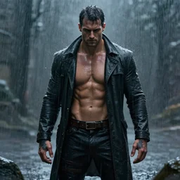 concept art of an alpha male in the rain