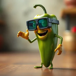 a jalapeno pepper with human arms and legs and wearing googles, octane render, 4 k, hd
