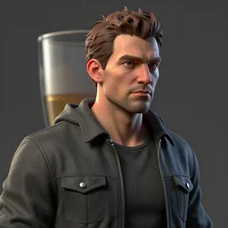 Clothed,worksafe.at CGSociety by WLOP,ilya kuvshinov,krenz cushart,Greg Rutkowski,trending on artstation.Zbrush sculpt colored,Octane render in Maya,Houdini VFX.Close-up beer glass.Cinematic dramatic atmosphere,sharp focus,soft volumetric studio lighting.