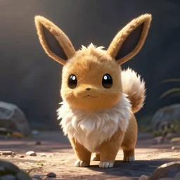 an adorable pokemon like eevee. very cute friendly. fluffy. beautiful. digital render.