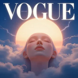 3 d, sci - fi, morning, sleepy fashion model face, sun, neon, cinematic, lightning clouds, vogue cover style, poster art, light orange and deep blue mood, realistic painting, intricate oil painting, high detail, figurative art, multiple exposure, poster art, 3 d, by tooth wu and wlop and beeple and greg rutkowski