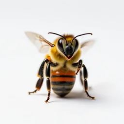 colorful honeybee, studio photography, full body, isolated on a pure white background, centered, entire subject in frame, sharp focus, soft studio lighting