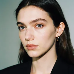 realistic photoshooting for a new acne studio lookbook, color film photography, close up, photo of a woman, photo in style of tyler mitchell, 3 5 mm, vetements, balenciaga, commes des garcon