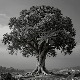 the tree is here, still, in pure stone, in deep evidence, in solid beauty, layered, through a hundred million years, highly detailed, cinematic lighting, cricardo bofill maciej kuciara, dramatic lighting, medium shot, ground angle, uhd 8 k, shallow depth of field