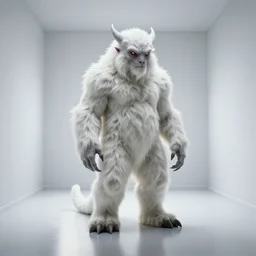 a cthulhu in a white room, white fur, cinematic lighting, reflective floor, trending on artstation