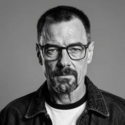 portrait of walter white from braking bad by bartosz kosowski, black and white, high detailed