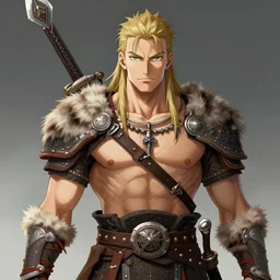 An anime portrait of Ssunbiki as a muscular barbarian warrior from Skyrim, by Stanley Artgerm Lau, WLOP, Rossdraws, James Jean, Andrei Riabovitchev, Marc Simonetti, and Sakimichan, trending on artstation