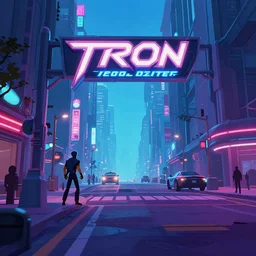 futuristic street view styled like tron uprising animated series