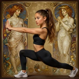 Ariana Grande working out, Mark Edward Fischbach, intricate, highly detailed, digital painting, artstation, concept art, smooth, sharp focus, illustration, Unreal Engine 5, 8K, art by artgerm and greg rutkowski and alphonse mucha