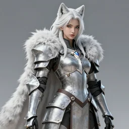 warrior, fur - lined wolf armor!!! beautiful and elegant white hair female!! monster hunter!! character concept art, sharp focus, octane render! unreal engine 5! highly rendered!! trending on artstation!! detailed linework!! illustration by artgerm, wlop, and chie yoshii