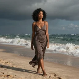 beutiful african american female on a beach