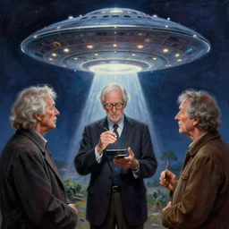 we are the experiencer, painting of paranormal, ufo, spiritual experiencer, charles abel corwin, frank lloyd wright, don ivan punchatz, highly detailed, hyper realism, sharp focus, spirituality