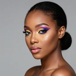 gorgeous black woman with stunning vibrant makeup, Photoshoot, professional, photography