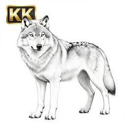 professional line art of a wolf, high quality, highly detailed, HD, 8K, award-winning