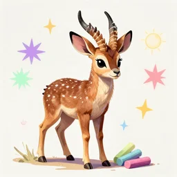 a dik dik monster with a cross earring, chalk, colorful, digital art, fantasy, magic, trending on artstation, ultra detailed, professional illustration by Basil Gogos