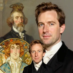 a cartoon caricature of hugh laurie, by john singer sargent, donato giancola, alphonse mucha