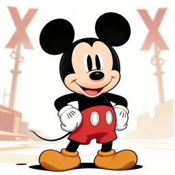 Mickey Mouse in the style of mad max fury road in 1960s cartoon style, concept art, high quality