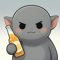 detailed closeup portrait of grey cute meme goblin holding bottle of beer, in the style of rob lefield and dan mumford, epic gradient, by atey ghailan, by greg rutkowski, by greg tocchini, by james gilleard, by joe fenton, by kaethe butcher, gradient pink turquiose, black and white color scheme, grunge aesthetic, graffiti tag