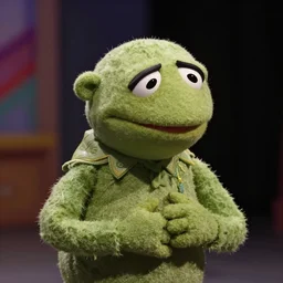 an adorable shy nervous mantaray muppet, in the style of the muppets, with character design by spongebob the musical on broadway, real, photograph, cinematic