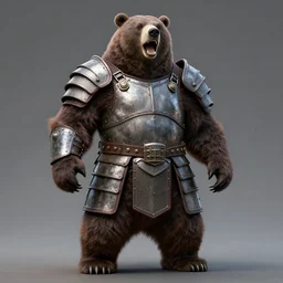 a full body painting of a giant bear wearing full body armor, roaring, cinematic pose, realistic, detailed, matte painting, 8 k, artstation