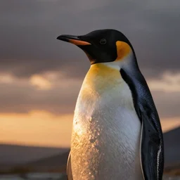 penguin staring off into the sunset