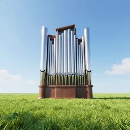 a large organ in the middle of a field, trending on artstation, render, 3 d, octane, 4 k, 8 k, unreal engine, cinema 4 d