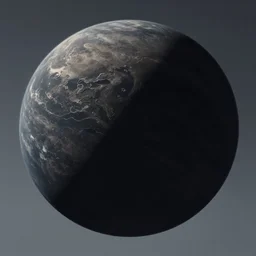 A large, dark planet with shadows coming out of it